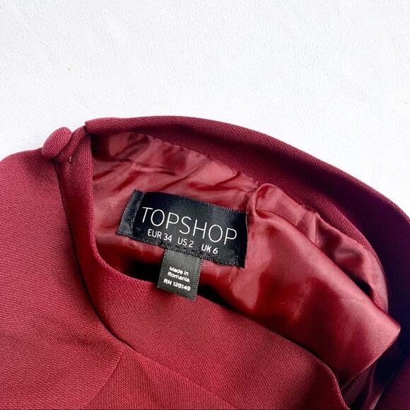 TOPSHOP Sleeveless Romper Keyhole Halter Sleeveless Size 2 Burgundy Red - Picture 5 of 7